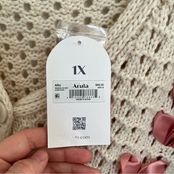 NEW Arula Pink Ribbon Cardigan Plus Size A / 1X NWT - Picture 9 of 11